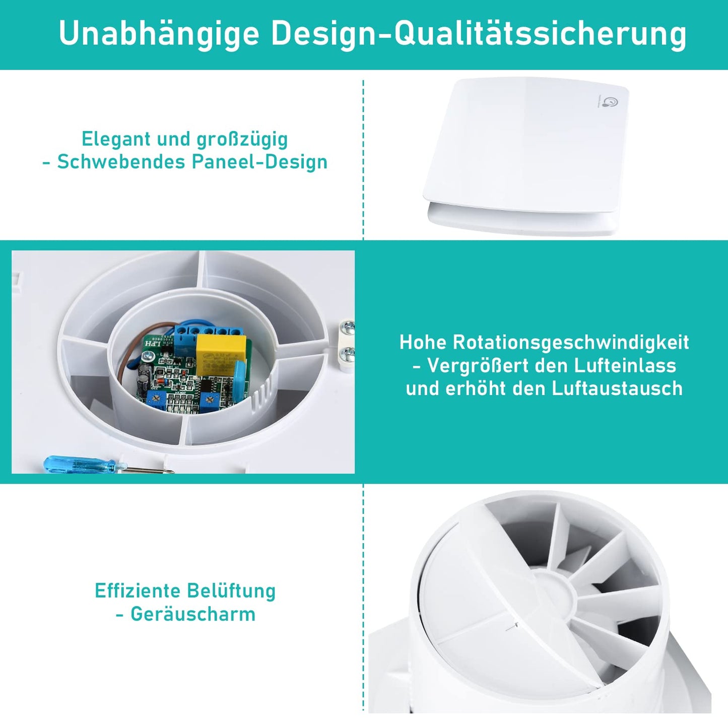 Ikodom bathroom fan 100mm with humidity sensor and backdraft damper timer, ceiling and wall mounted exhaust fan for kitchen, attic and basement, quiet, white.