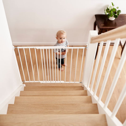 BabyDan MultiDan, 62.5-106.8 cm, extendable stair gate/baby gate/safety gate, made of metal, white, manufactured in Denmark - (pet gate/dog gate)