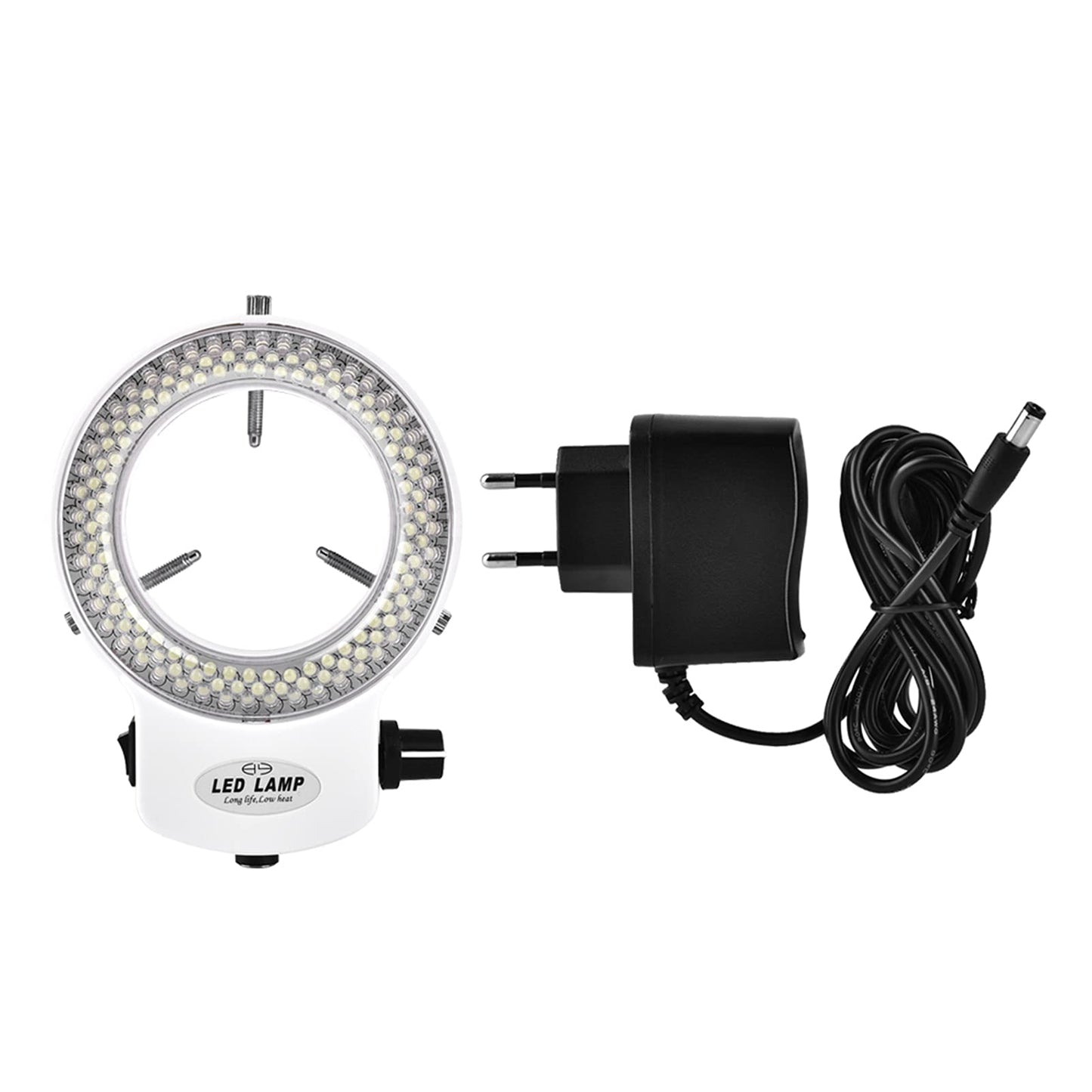 Microscope Camera 144 LED Beads Light Source Brightness Adjustable Ring Lamp (White EU Plug 110-220V)