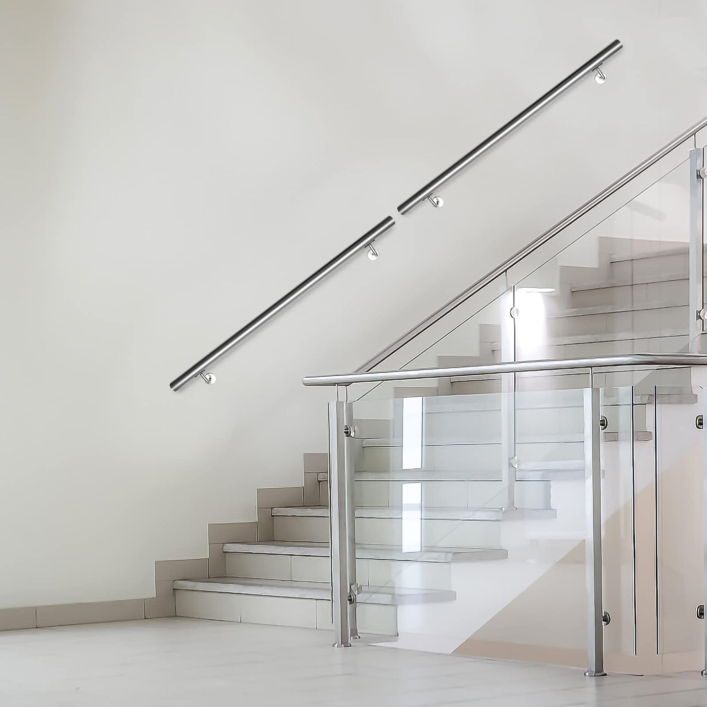 Ansobea handrail 180cm, stainless steel stair rail longer rail, for indoor and outdoor stairs, stair railing
