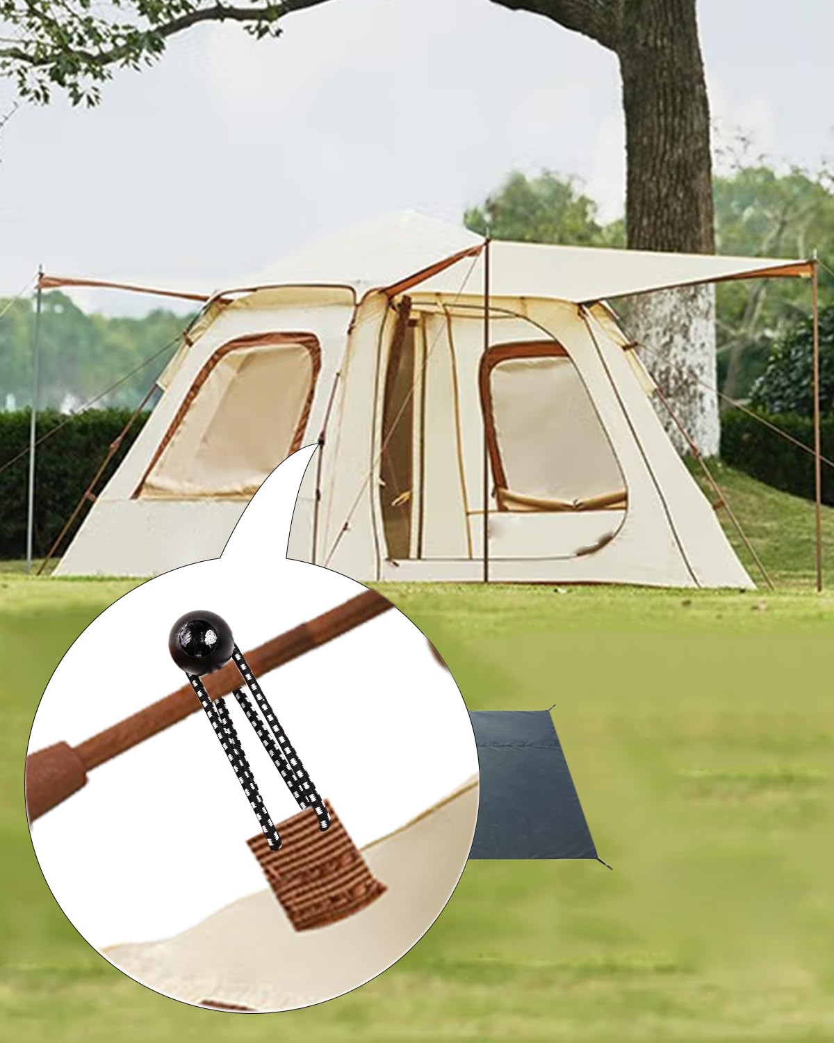 WMZOBH Elastic Ball Bungees 15cm, 100 pcs Tarp Ball Bungee Cords, Short Elastic Cords for Tarps, Tent Ball Bungees with Ball, Black Tarp Bungee Cords for Tents