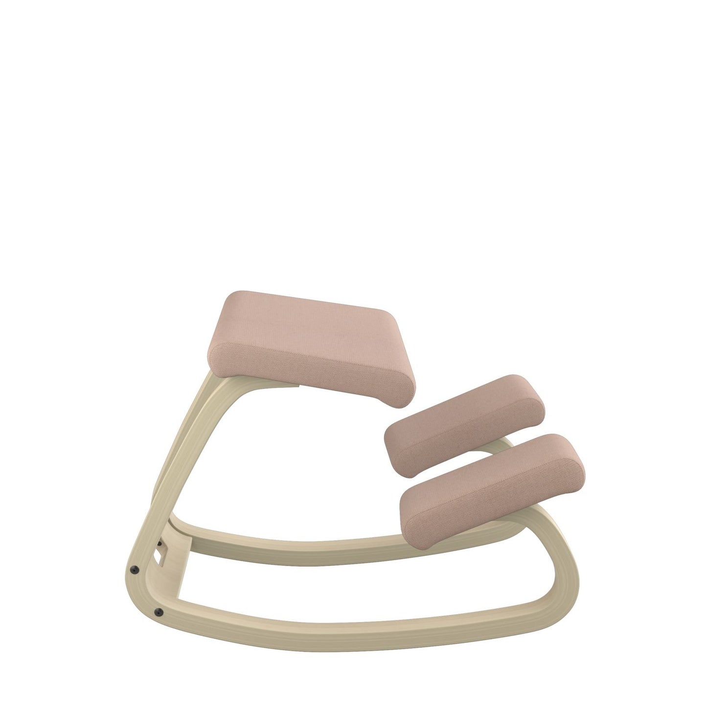 Varier Variable balans - The original kneeling chair, perfect for working at home - Fabric in apricot and wooden base in natural lacquered ash wood.