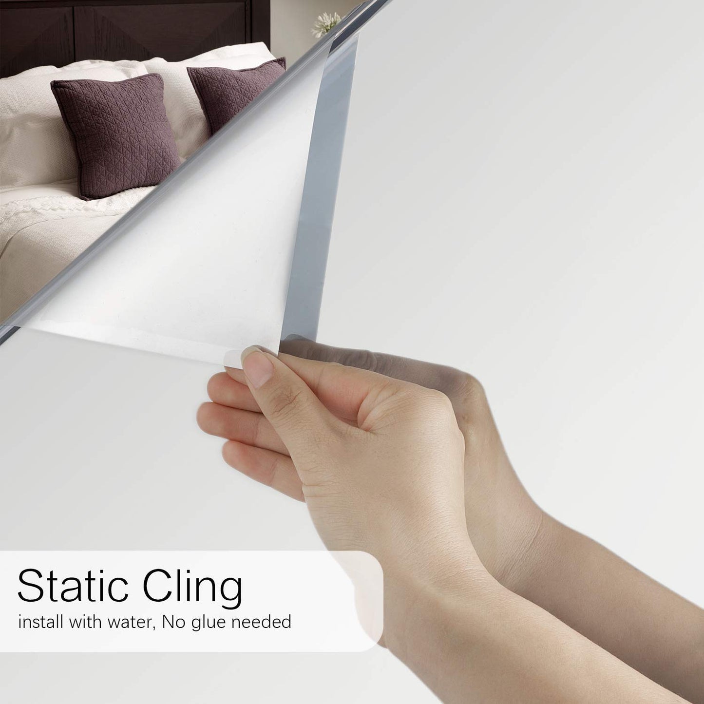 Volcanics Privacy Window Film 60x200cm with installation tools, One-way Window Film Privacy from outside, Silver, Sun Protection Film for Window Interior, Static Cling