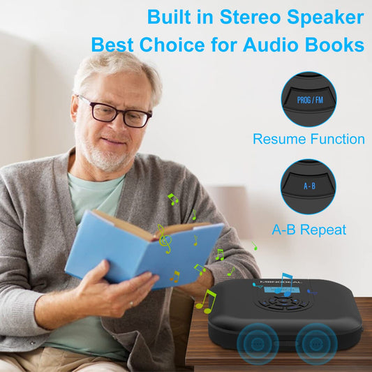 Portable CD Player, MONODEAL Bluetooth Portable, Rechargeable with Speaker and FM Transmitter, Discman CD Player for Car, Anti-Skip small with Headphones