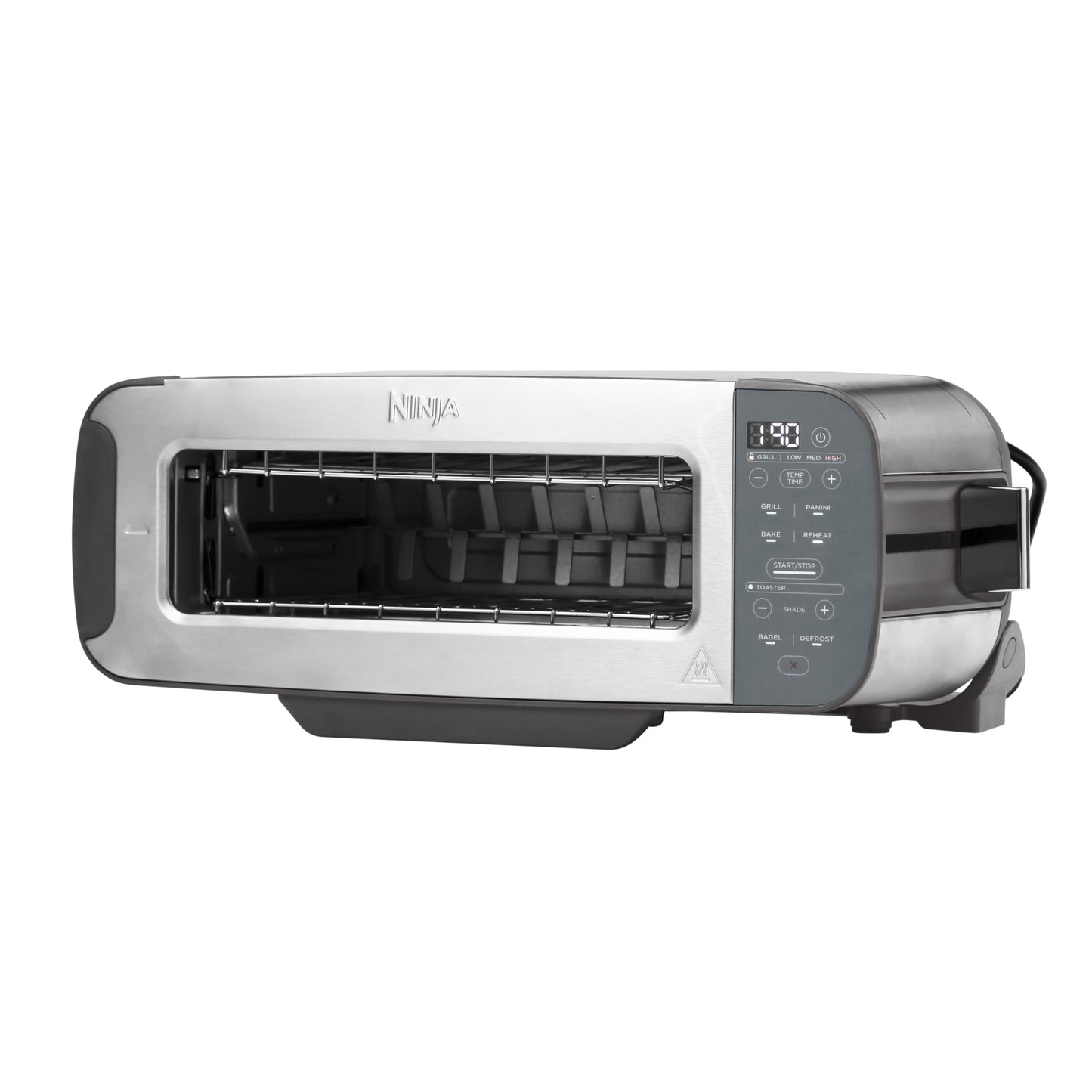 Ninja Foodi 3-in-1 Toaster, Electric Grill with Lid, Panini Press with Flip Design, 7 Cooking Functions, 7 Toast Lines, Baking Tray and Crumb Tray, Stainless Steel, ST202EU