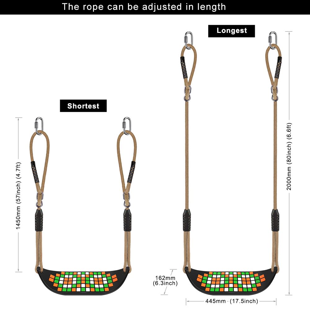 SELEWARE Swing Outdoor Kids Swing Seat - Indoor Adult Swing Board Adjustable Height with Adjustable Rope Garden Kids Swing Non-slip Backyard Garden Swing