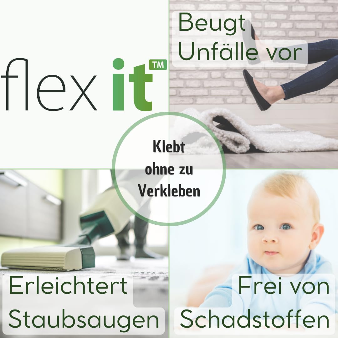 Flex it carpet anti-slip underlay for secure grip - 150 x 230 cm Strong adhesion without plasticizers or residue - Also suitable for underfloor heating | Anti-slip carpet underlay anti-slip fleece