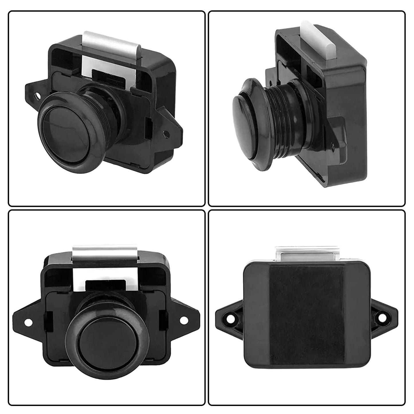 10 pieces of RV locks, Metal Push Button Catch Door Lock Furniture Lock Cabinet Locks Knob Lock Door Latch for RV Caravan Yacht Cabinet Door, Black