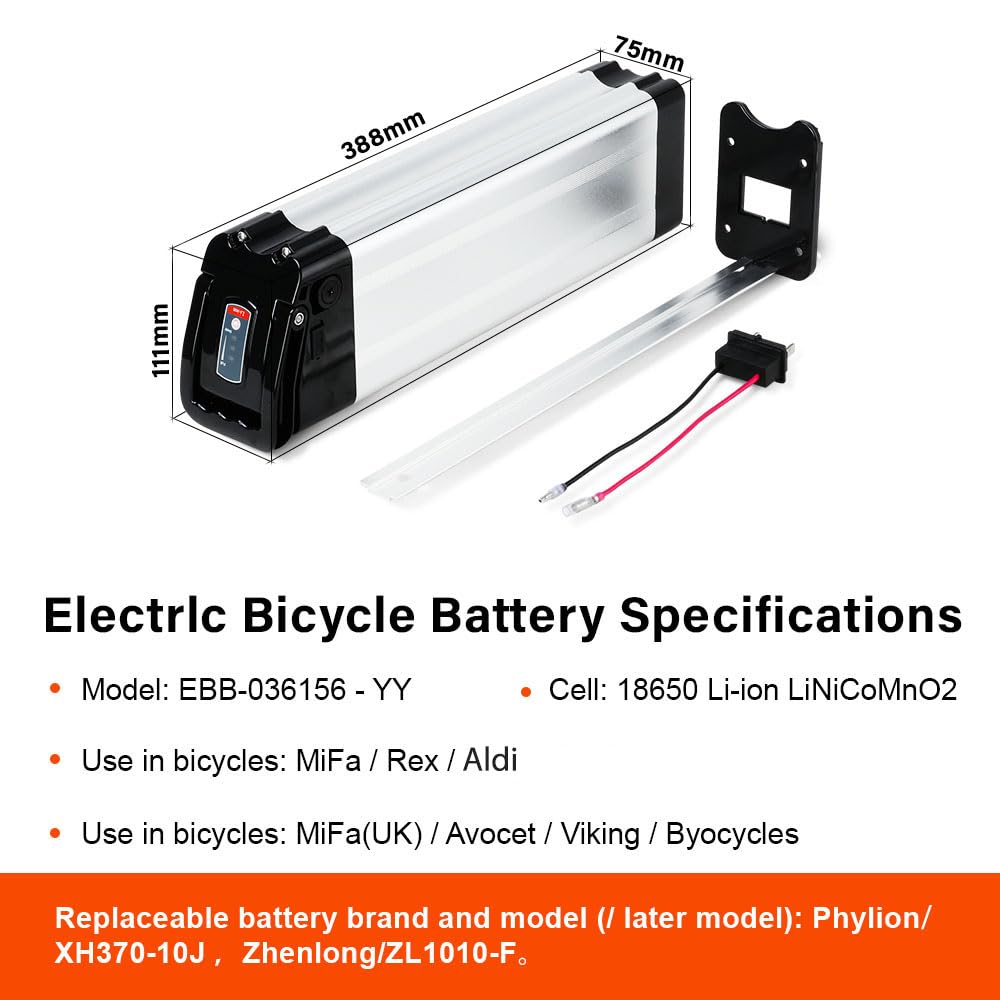 SEASON E-bike battery 36V 10.4Ah / 14.5Ah / 15.6Ah / 18.2Ah for electric bicycle compatible with Phylion/XH370-10J Zhenlong Aldi MiFa Trio.