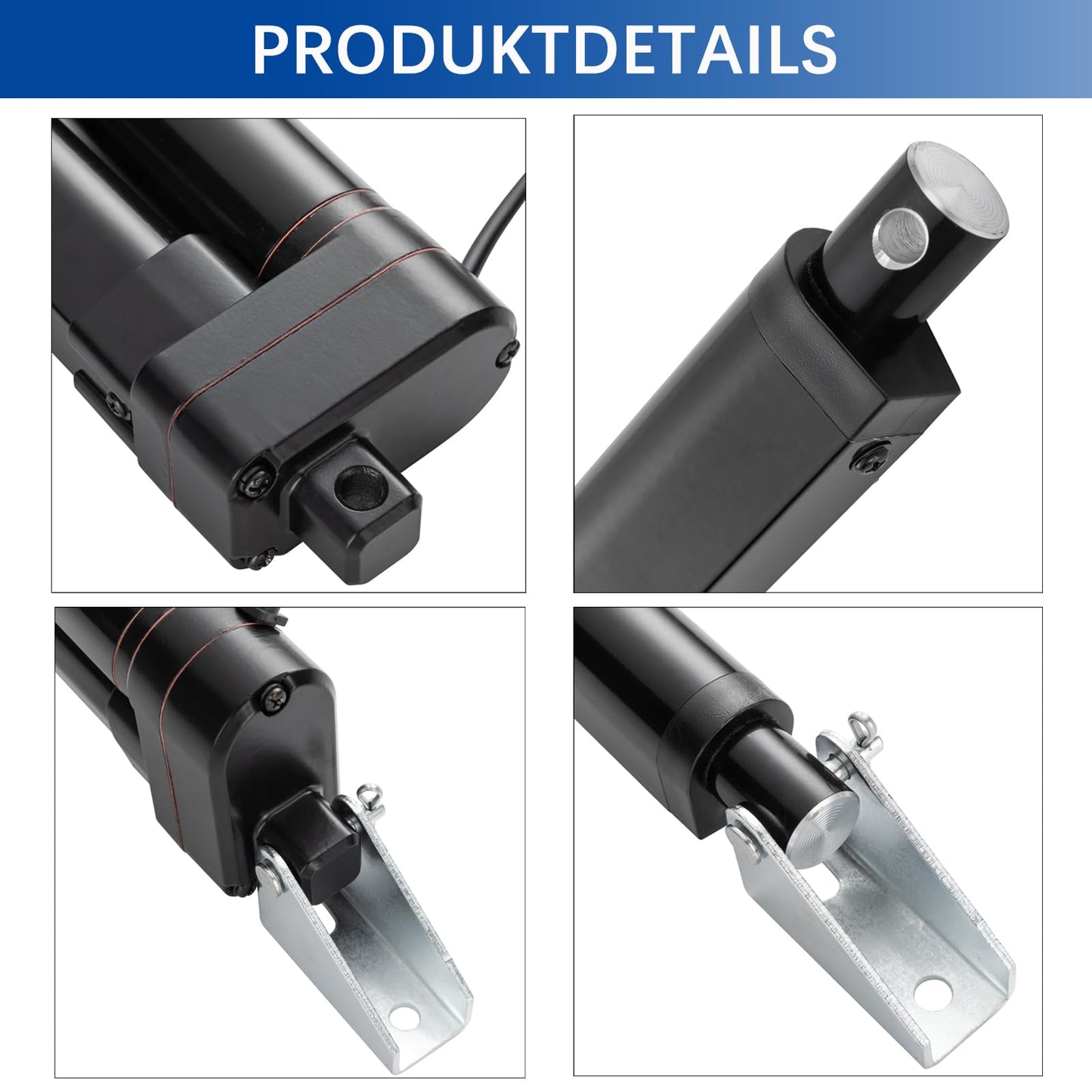 Jvnvlki 200mm stroke 3000N IP65 waterproof linear actuator 12V linear motor 5mm/s with mounting brackets for lift coop door, cabinet, window opener, door opener, home automation.