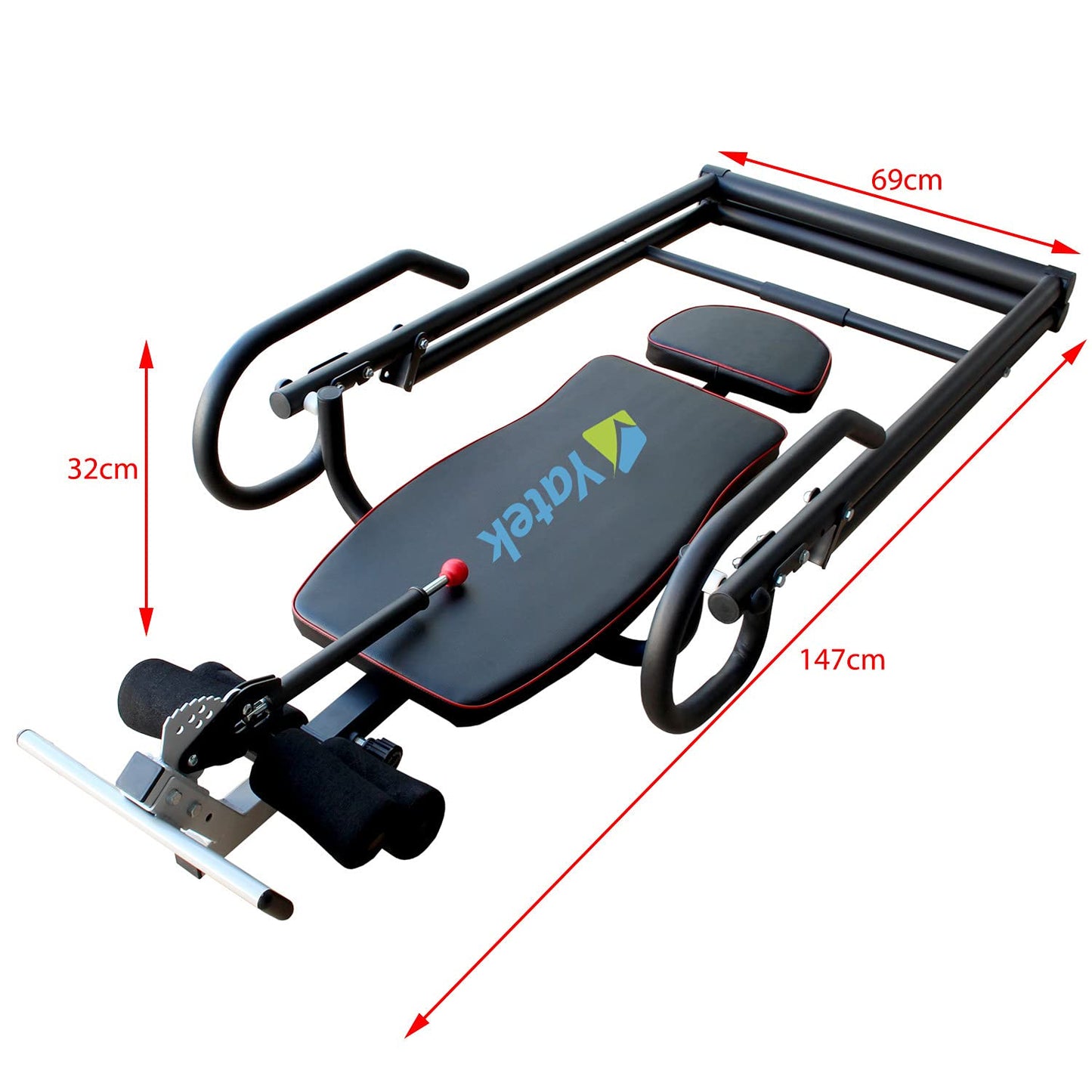 Folding gravity inversion table Yatek ECO model for home use with full inversion to relieve spinal pressure, back trainer supports up to 150 kg