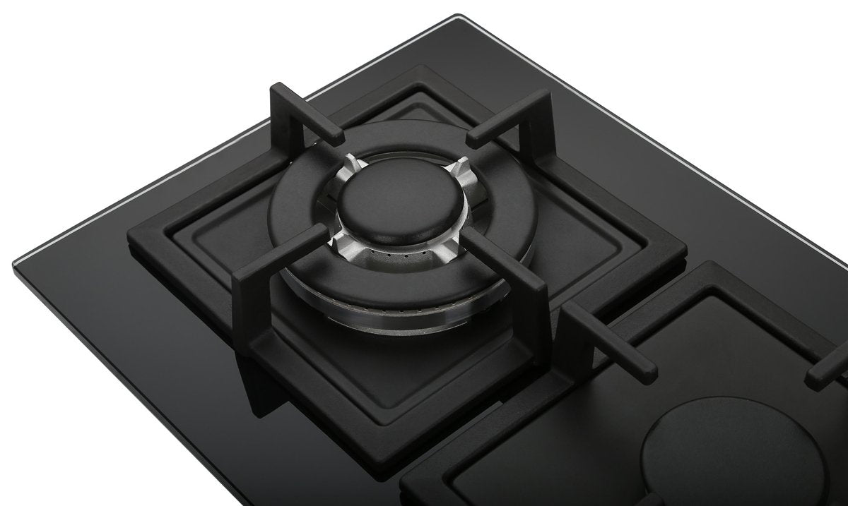 K&H Domino 2 zone glass gas hob 30cm wok burner natural gas built-in with thermocouple flame failure system 2Z-KHGW