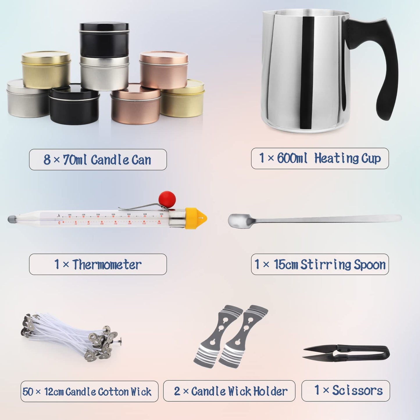 Candle Making Kit, DIY Candle Making Set for Adults Kids, candle pouring supplies with soy wax, candle jars, fragrance oil, dyes, stickers