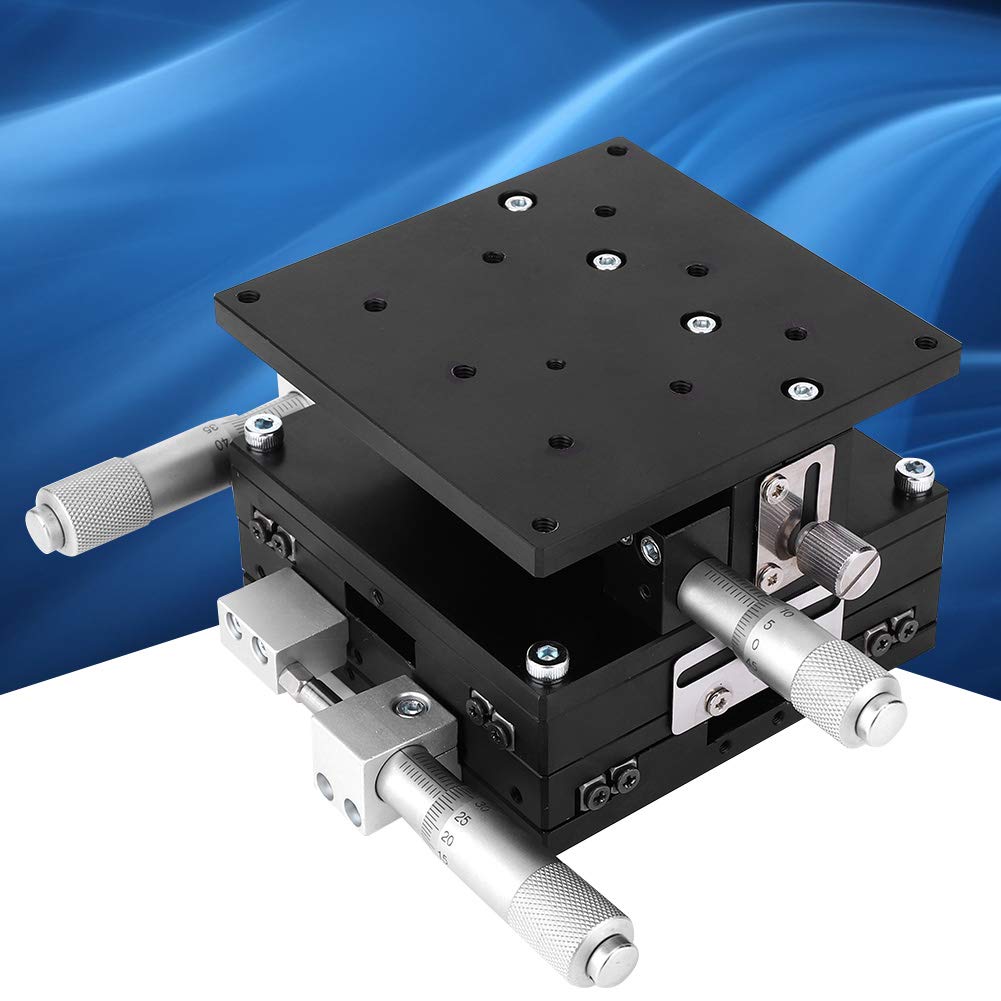 TKSE XYZ 3-axis manual linear stage, LD90-LM XYZ 3-axis trimming platform Manual linear stage Tuning slide table 90 x 90 mm