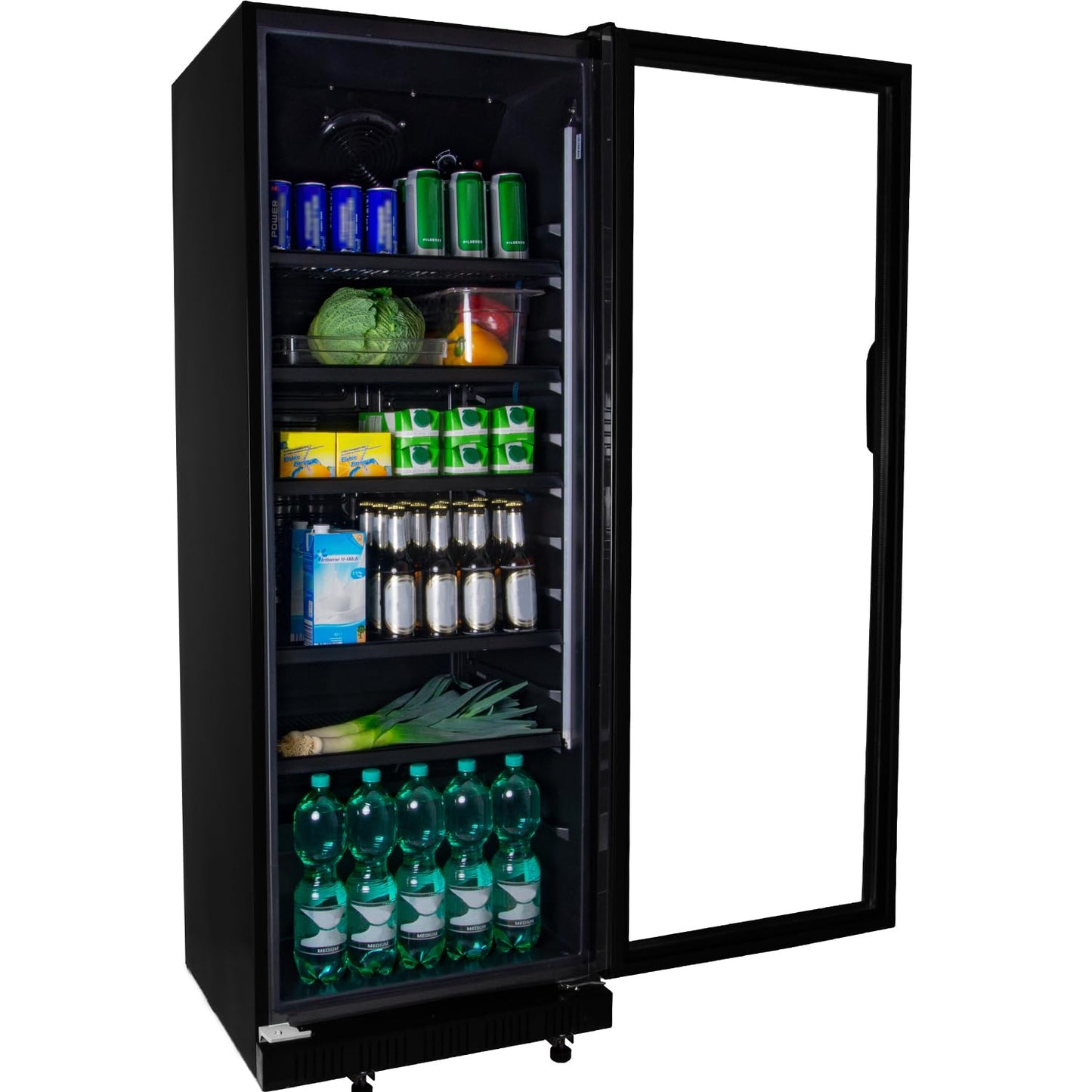 ZORRO beverage cooler ZKB 360 liters black bottle refrigerator refrigerator with glass door Gastro drink cooler