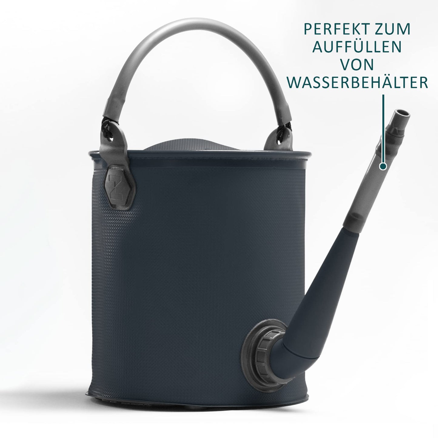Collapsible folding watering can & bucket for fresh water - BPA free, portable for camping, tent, festival, motorhome & caravan - Convenient outdoor water jug for garden and travel - Grey