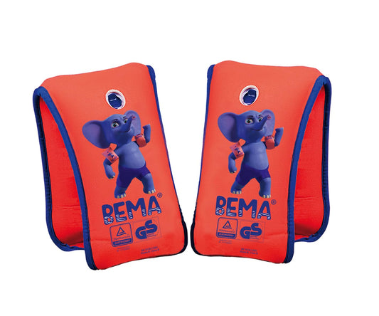 Bema 18004 - Neoprene swim wings swim learning aid for children with double air chambers and safety valve, swimming aid for babies, toddlers from 1 to 6 years 11-30 kg Orange