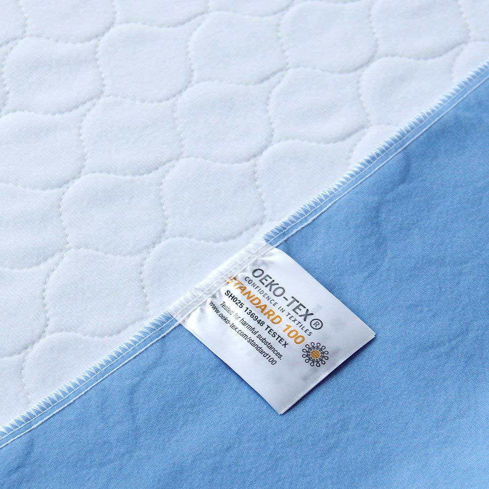 Bedecor Waterproof Bed Pad 86x132 cm Blue Breathable Absorbent Washable Mattress Cover Reusable