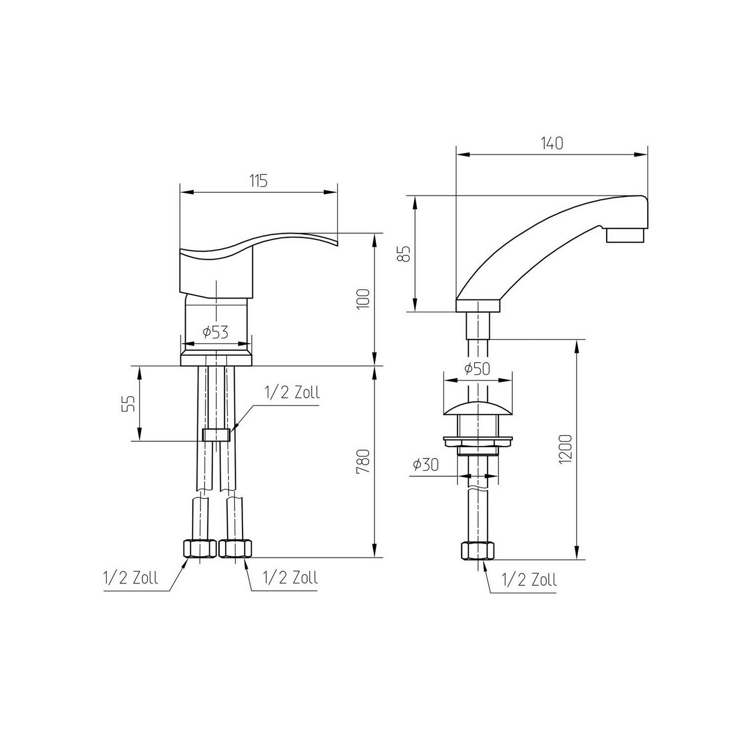 VAKON SALON - Standard single-lever mixer tap for washbasin, shower head hand shower with hose, hairdresser faucet for wash chairs and salon washing unit.