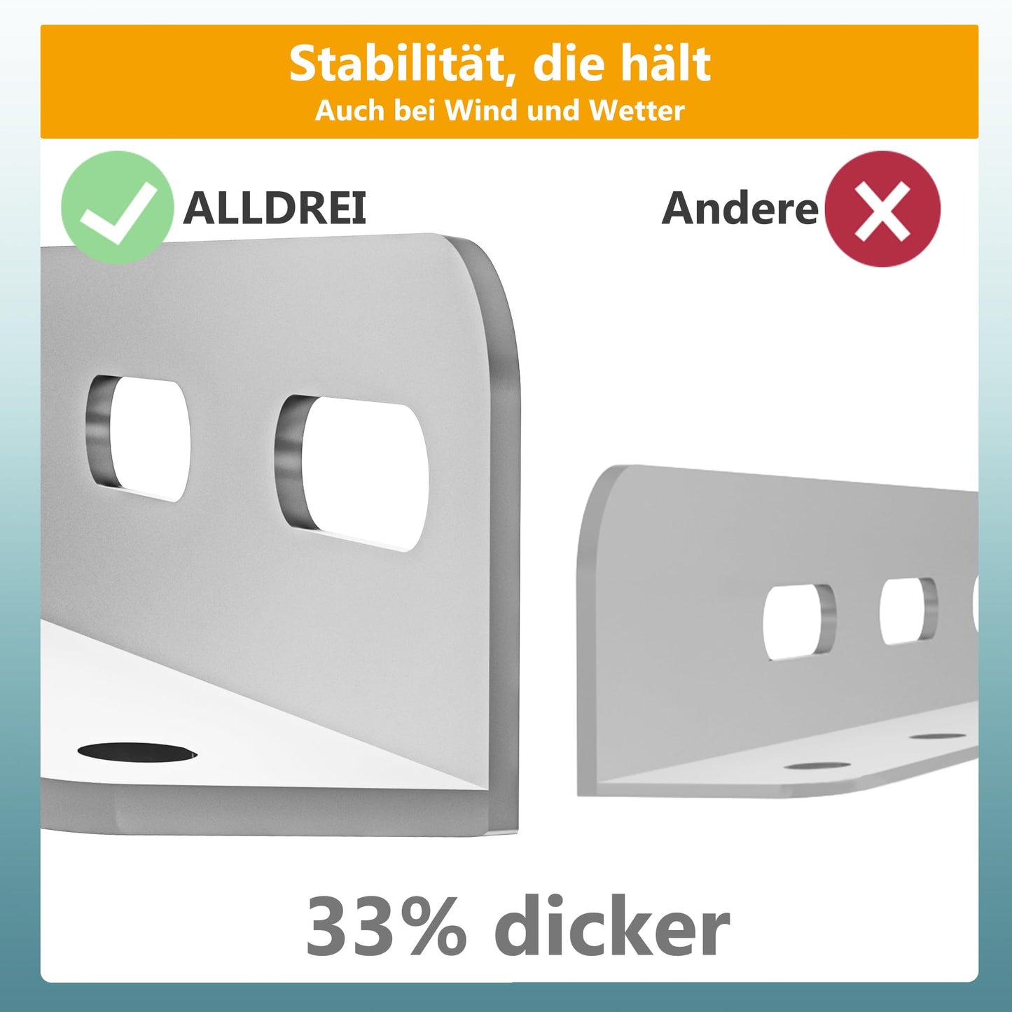 ALLDREI® Solar Panel Mounting Balcony Power Plant 2 Pack - 120cm Solar Module Mount 4 pieces made of aluminum for flat roof, garden, wall, solar module mounting for 2 PV modules, 0% VAT.