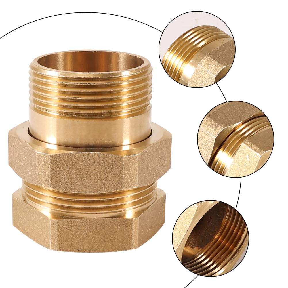 2 pieces of brass fitting 1 1/4 inch, 1 1/4" male/female brass threaded fittings, G1 1/4 brass fitting screw connection, tapered sealing fitting, DN32 pipe fitting threaded fitting.