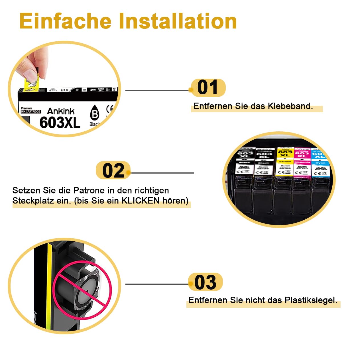 ANKINK Compatible Ink Cartridge Printer Cartridges as a replacement for Epson 603XL for Cartridge 603 XL for WF-2820DWF WF-2830DWF WF-2840DWF XP-2100 XP-2150 XP-3100 XP-3150 XP-4100 XP-4150 Black Color 10 Pack