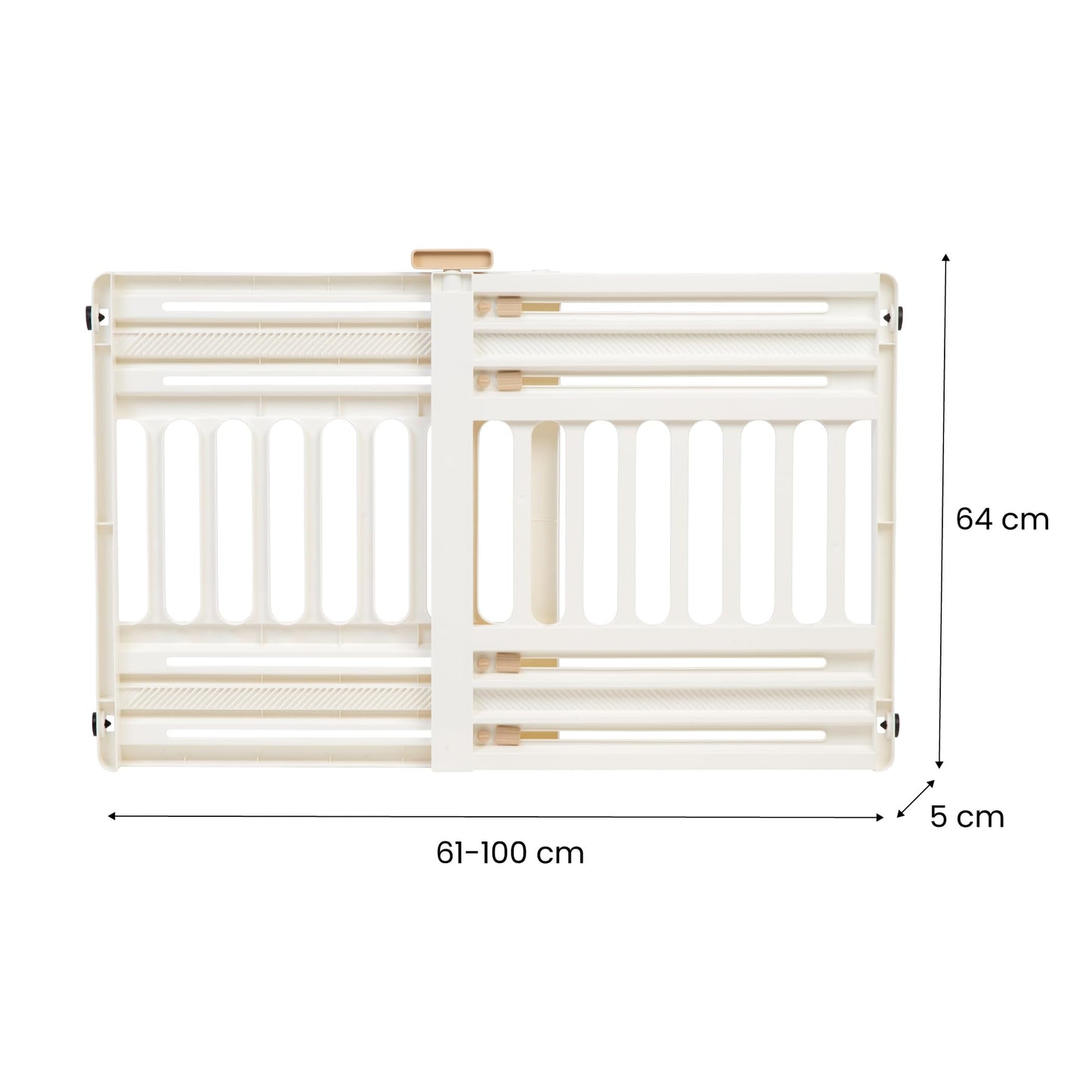 Iris Ohyama, Plastic Safety Fence, easy to install and clean, pet barrier, L64 x W61 x H5 cm, single unit, BPA-free, no drilling, PBR-600, dogs, White/Almond