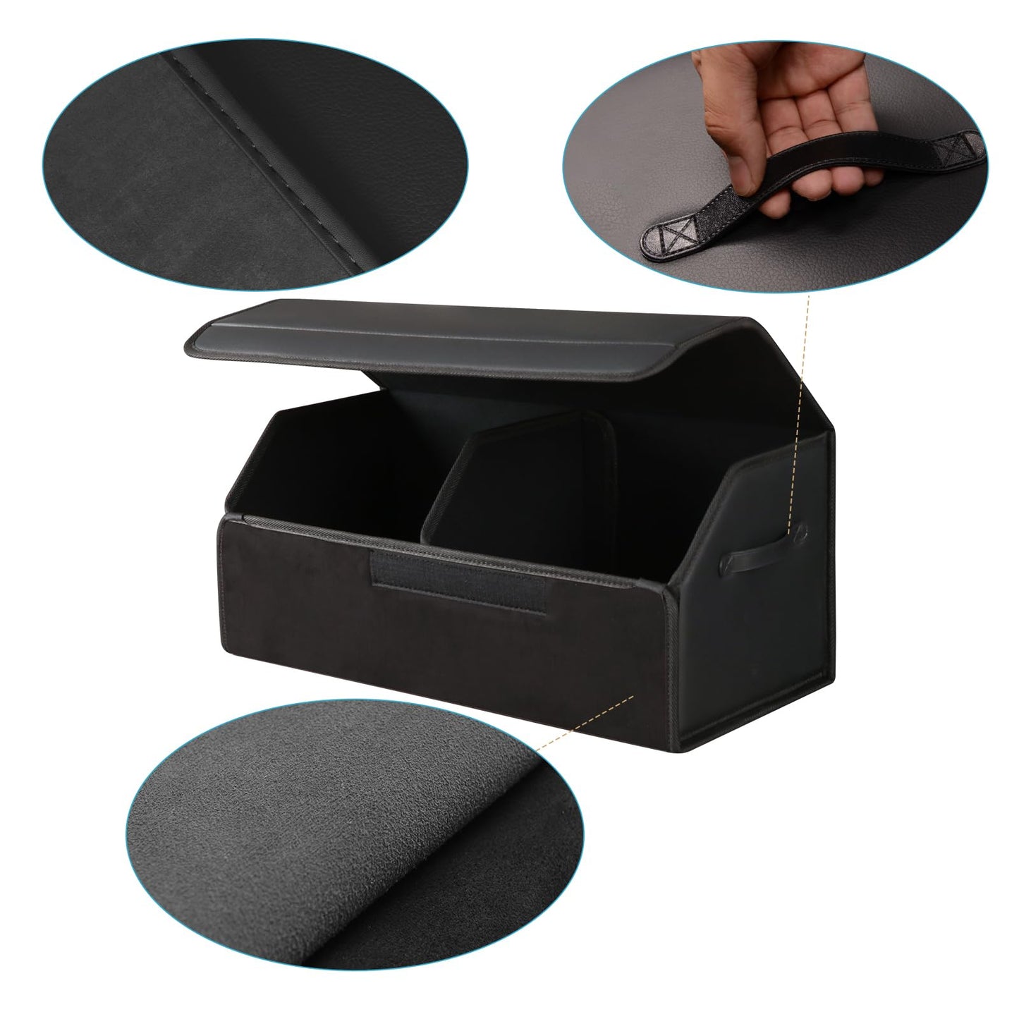 Car trunk waterproof, wear-resistant, foldable leather storage box, SUV sedan storage box, camping organizer, household classification box (small)