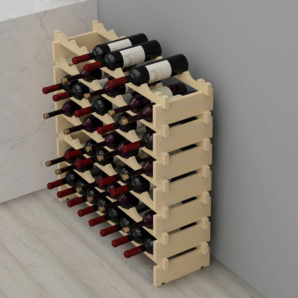 SogesHome Wine Rack Stackable 6-Tier Wine Storage for 48 Bottles Wine Stand Bottle Holder Wooden Wine Cabinet