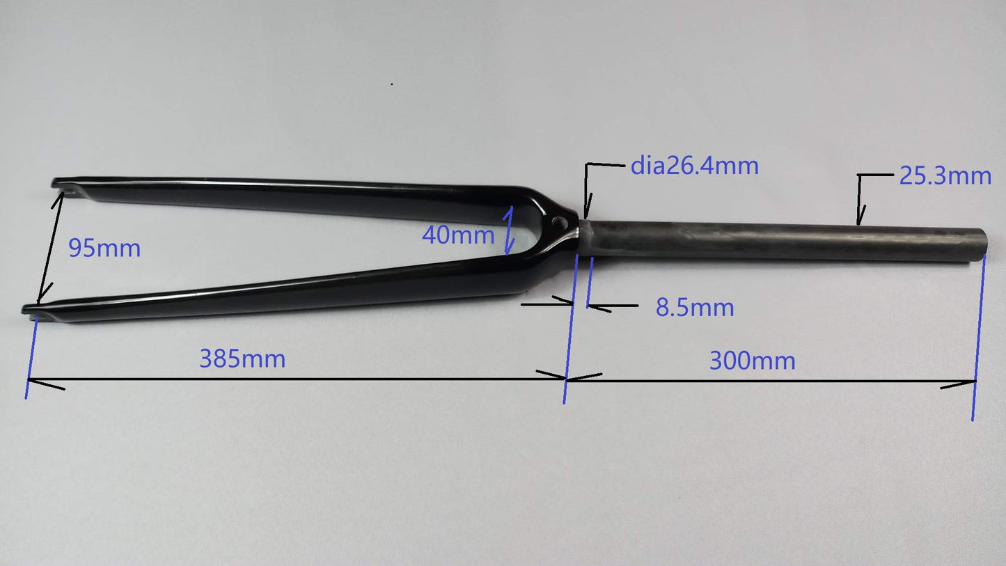 roadkey road bike carbon bike 1 inch fork 2.5 cm fork straight tube black 3K glossy full carbon fiber forks 700C bicycle carbon fork (Black 3k matte)