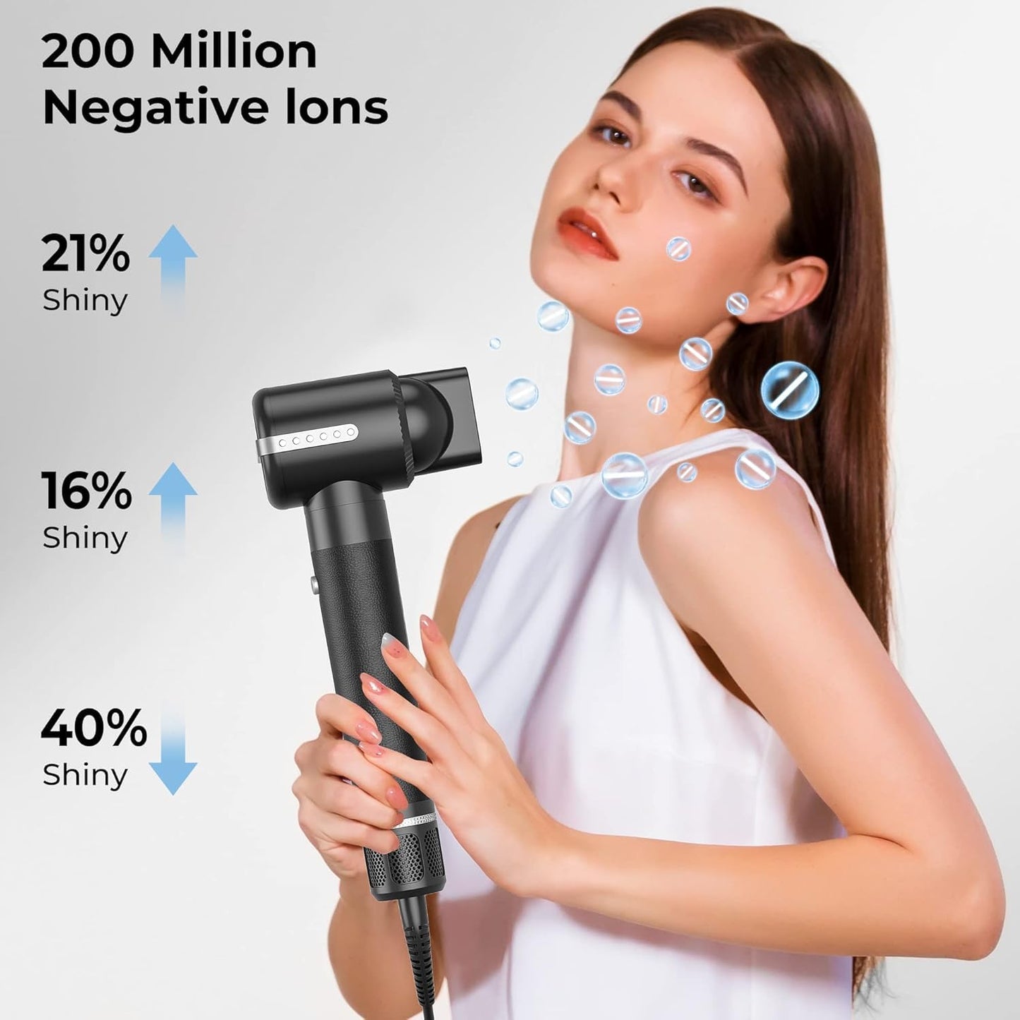 Hair styler 7 in 1, UKLISS Ionic Hair Dryer with Various Attachments: hot air brush, round brush, automatic curling iron, high-speed hair dryer with diffuser, hair straightening brush, gifts for women.