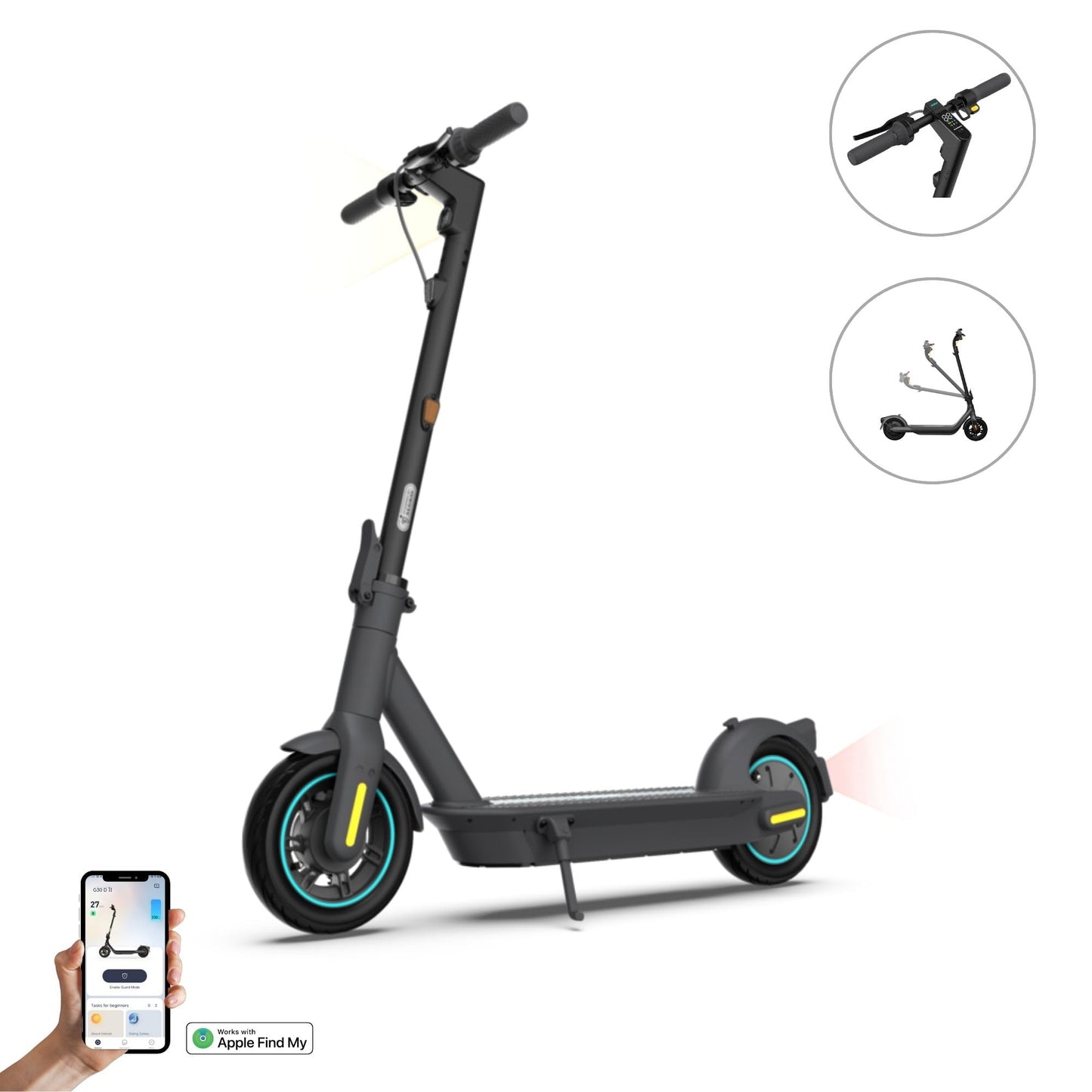 Segway-Ninebot MAX G30D II, street-legal electric scooter for adults, max. 20 km/h speed, 65 km range, Long Range (2021 Version), gray