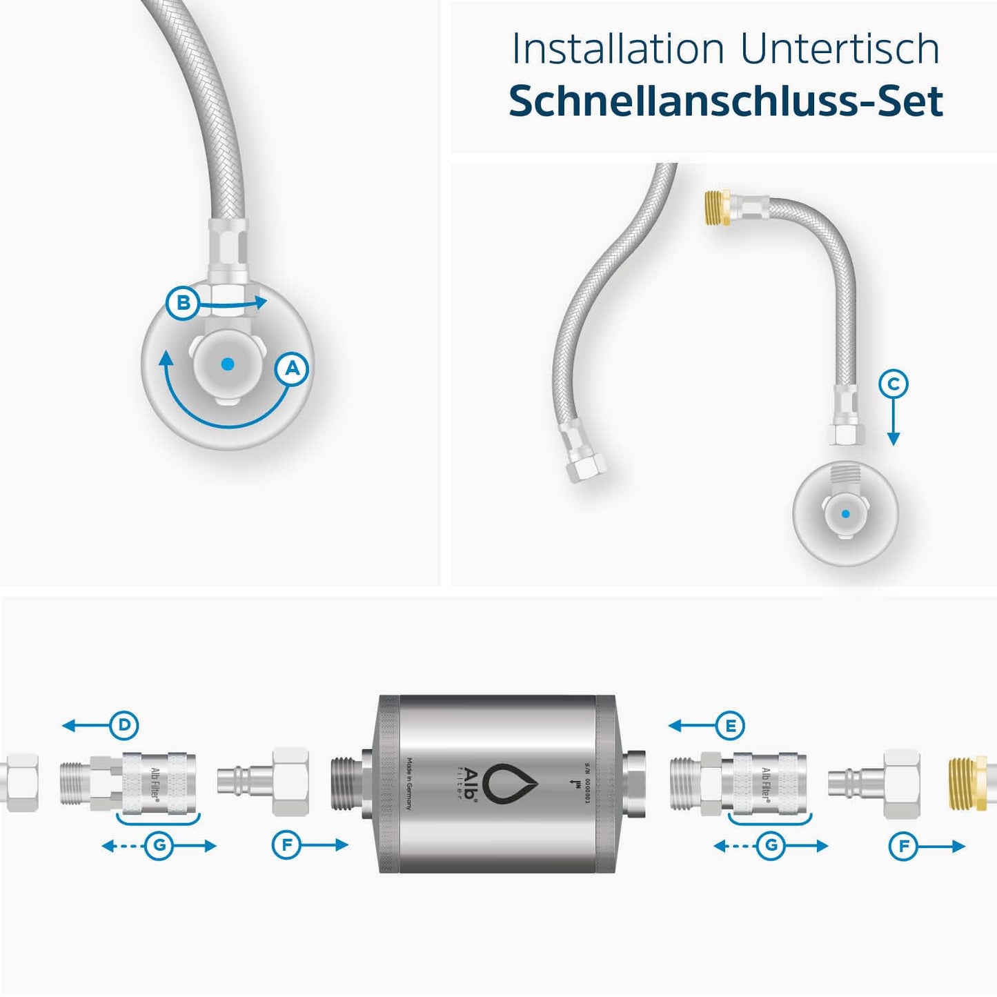 Alb filter active undercounter complete set quick-release stainless steel natural