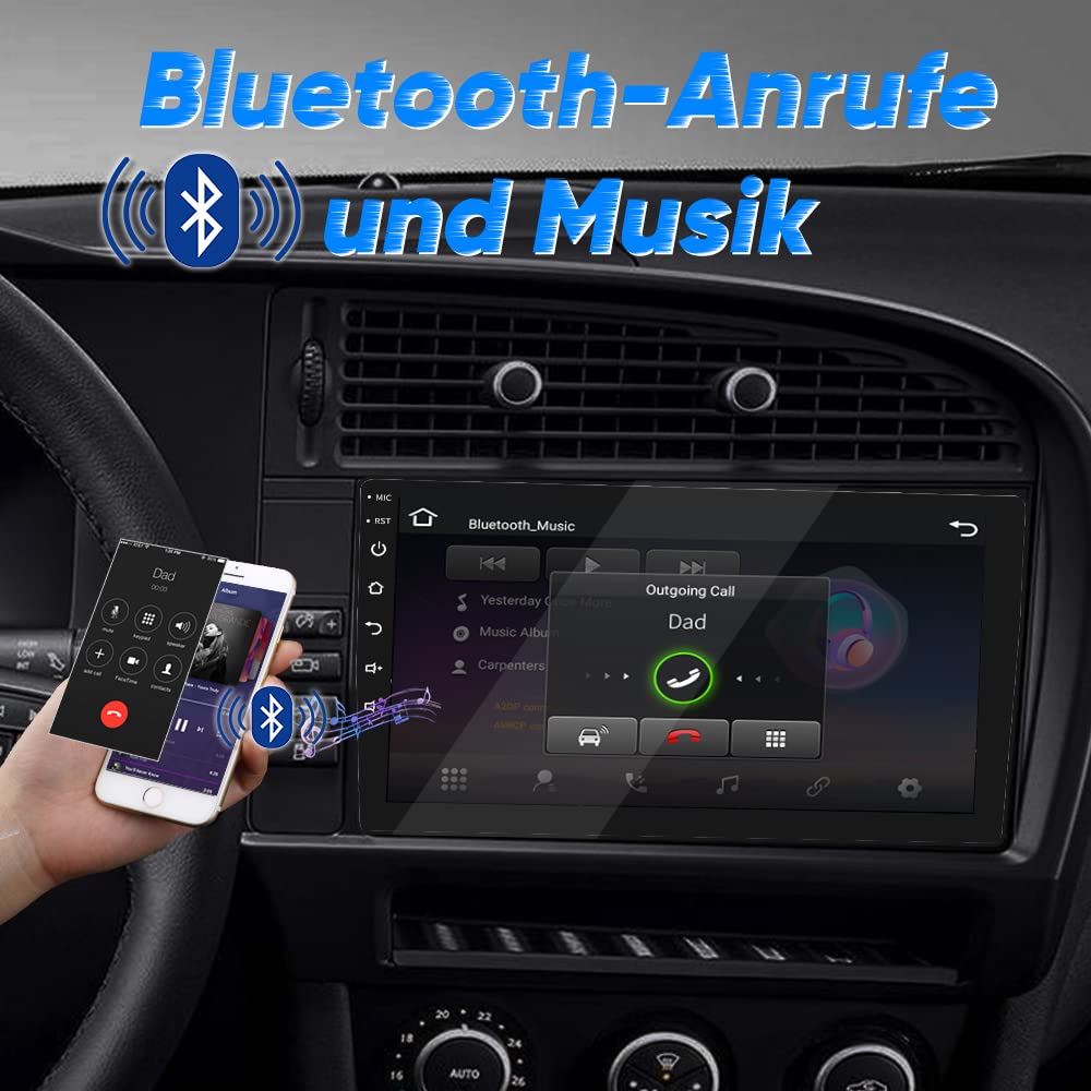 2 DIN car stereo, 10 inch 1080P HD touchscreen car radio with Bluetooth, Android car radio with navigation, Wireless CarPlay & Wireless Android Auto, FM radio, Mirrorlink, WiFi, 2 USB ports, 2GB RAM + 32GB storage.