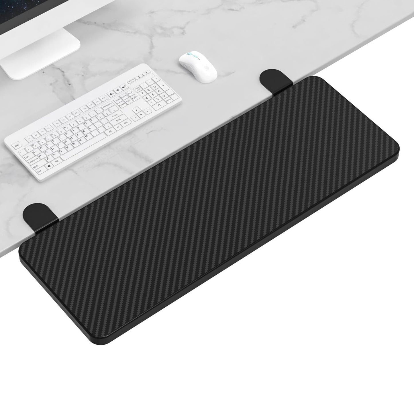 OUGIC Ergonomic Desk Extension, 75 x 24 cm, punch-free clamp, foldable keyboard drawer shelf, table mount, armrest, computer elbow arm support.