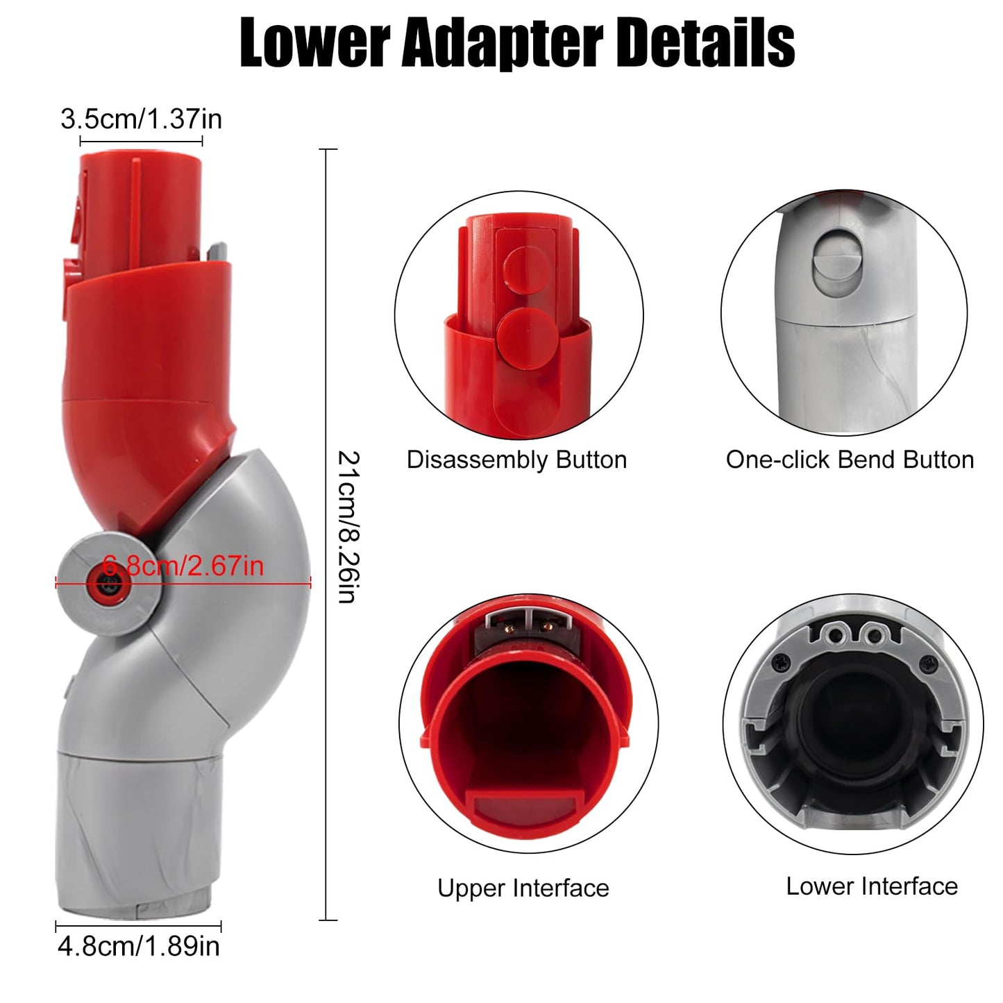 Lower adapter quick release bend adapter for Dyson V10Slim V12 Digital Slim vacuum cleaner accessories Low reach cleaning tool NO.971435-02