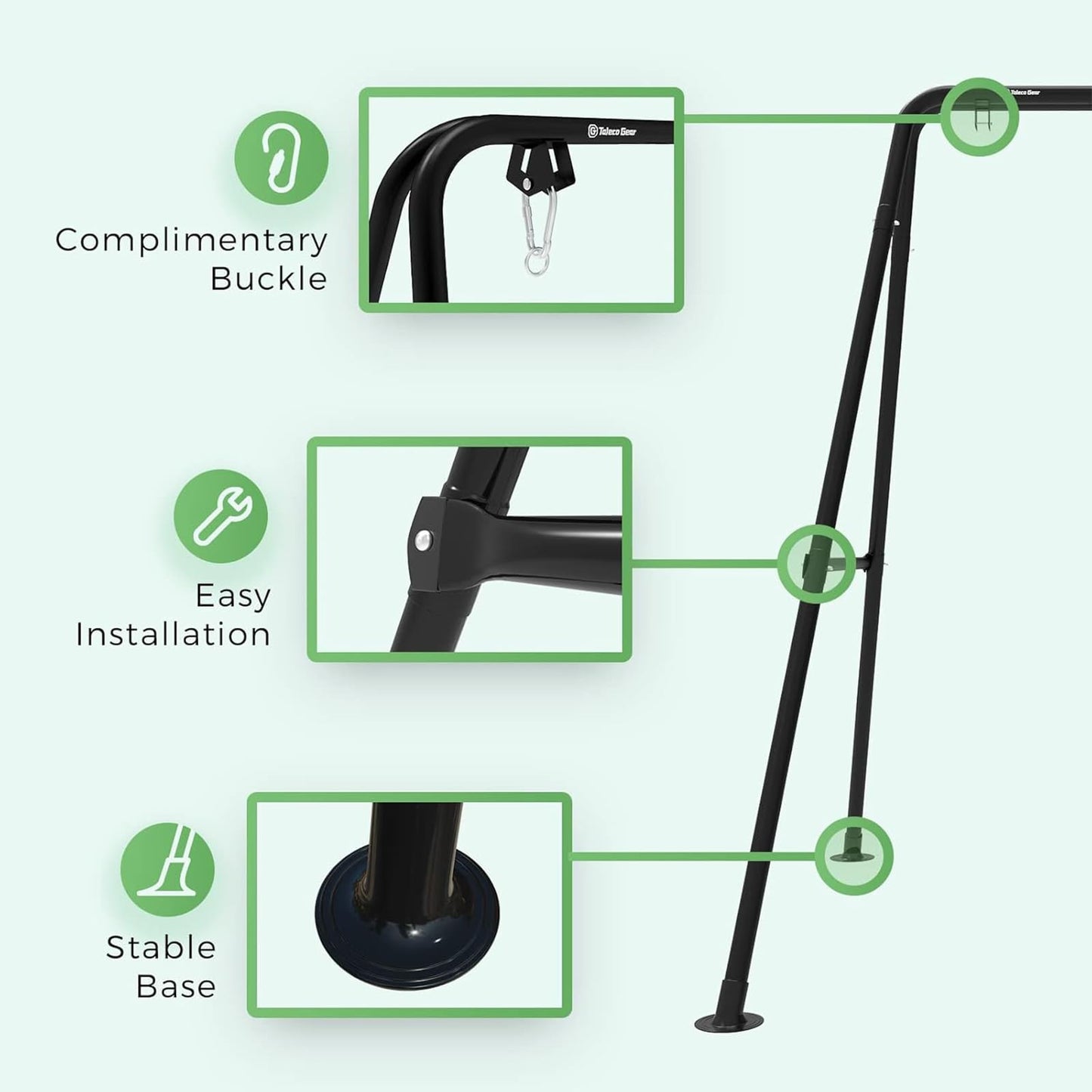 Hammock stand, hanging chair stand, Max load 150 kg, hammock stand, for indoor or outdoor use, with stand (black)