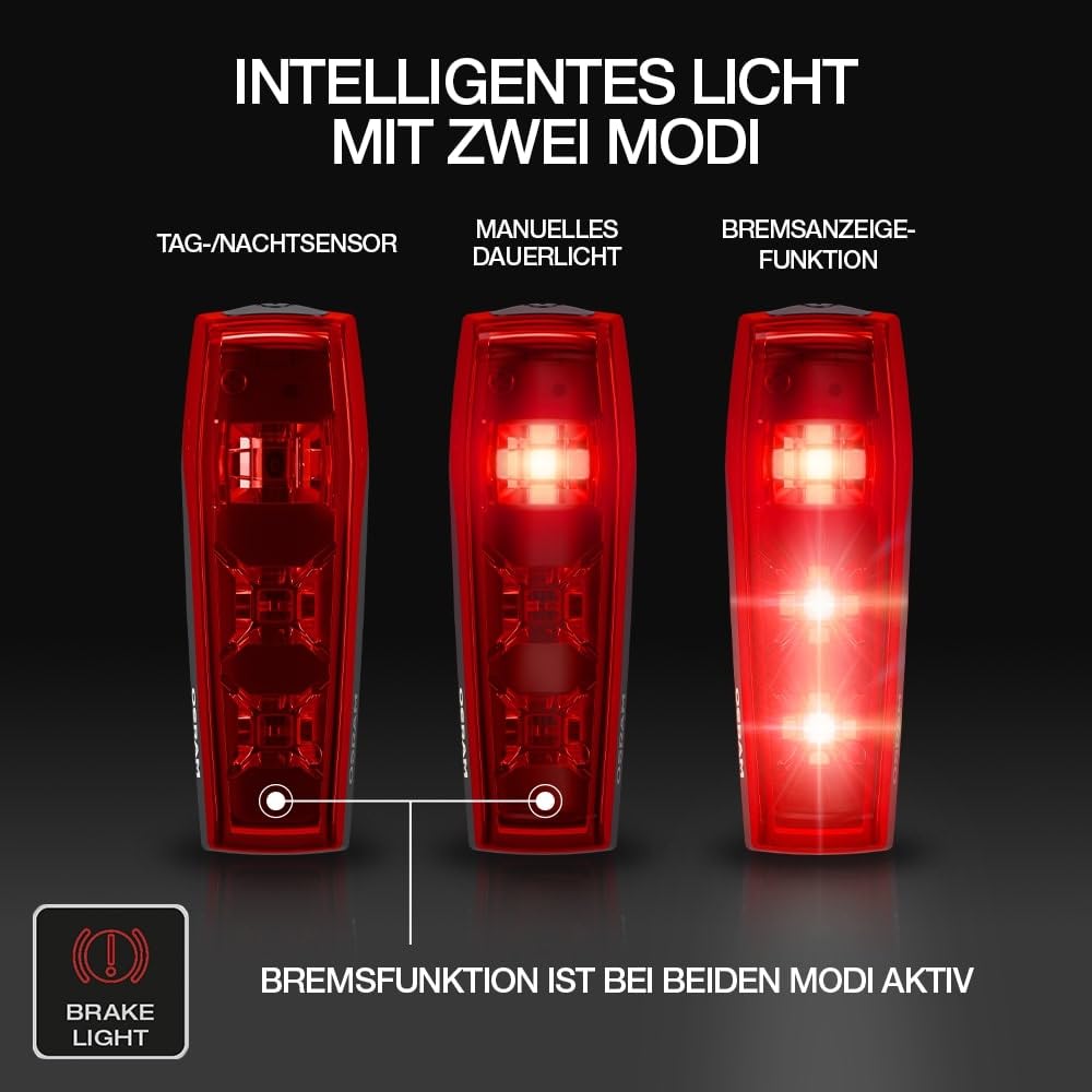 Osram LEDsBIKE® Race 100 Set - bike light set - including automatic brake light function.
