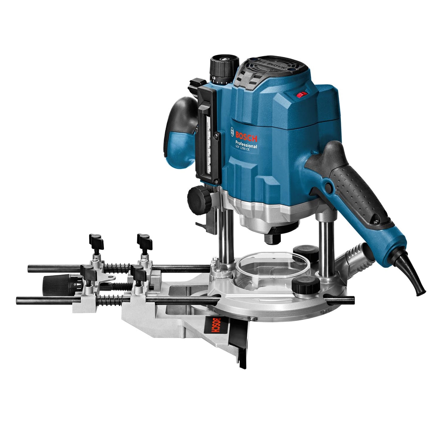Bosch Professional Router GOF 1250 CE (including 19 mm open-end wrench, parallel guide with fine adjustment, copy sleeve adapter, collet, L-BOXX)