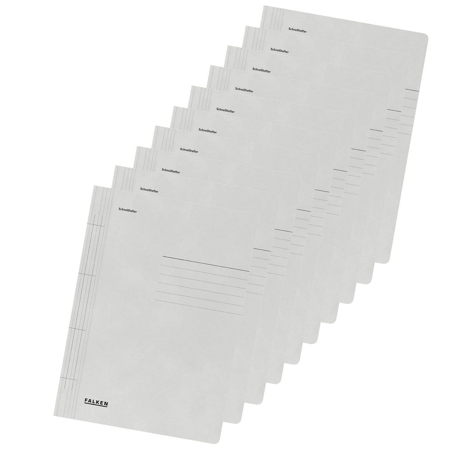 Original Falcon 100-pack recycled fasteners size A4 grey. Made in Germany with Blue Angel certification. Ideal for school and university use.