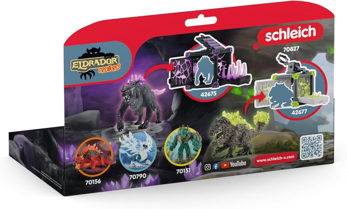 Creepy Eldrador Creatures | Shadow Lynx vs. Rock Crusher 70827 | schleich Eldrador set with crystal elements | imaginative toy | monster action figures for kids 7+ | 2 pieces