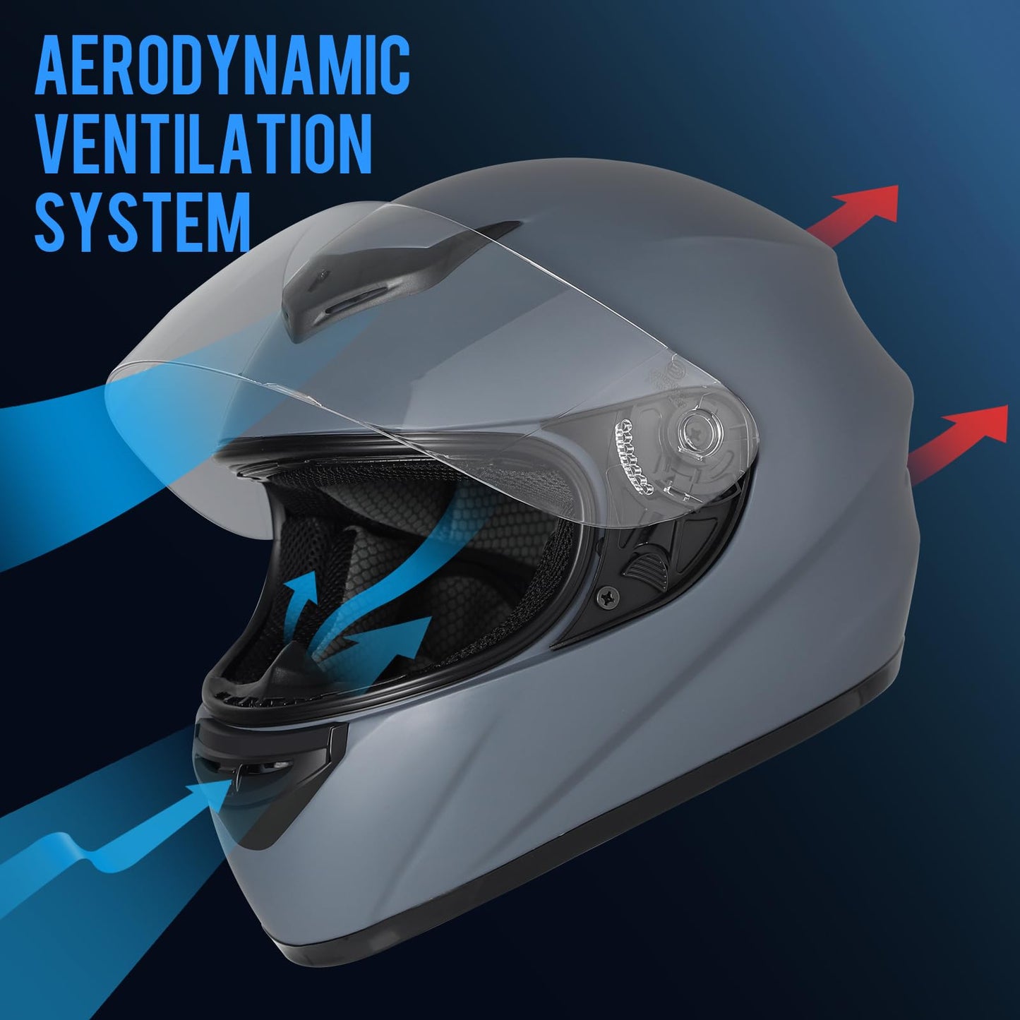 Favoto motorcycle helmet Full face helmet for adults, breathable, ECE certified, size S (55-56cm) Grey.