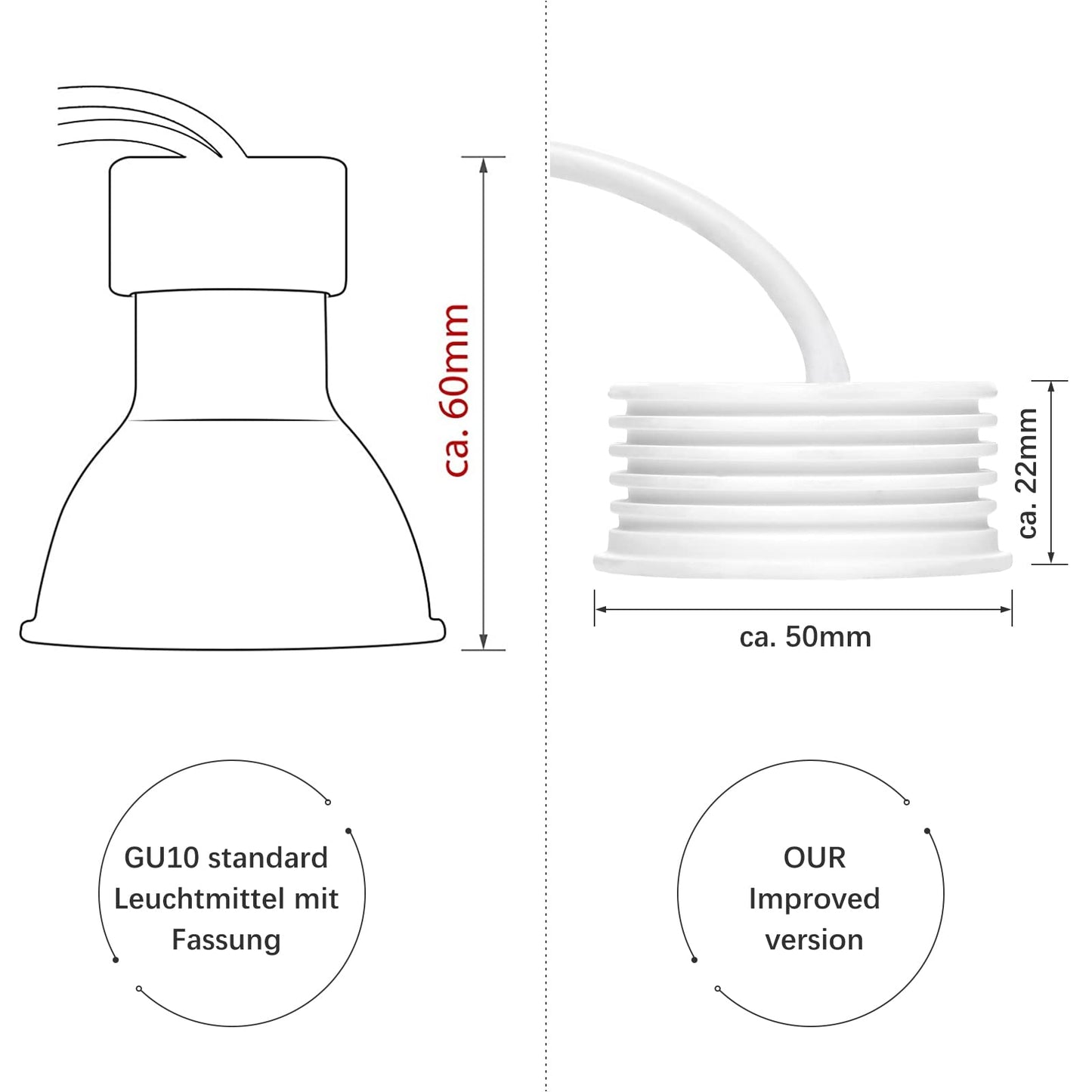 YanFeiYit 5x LED module as GU10 replacement - 5W 38° dimmable made of ceramic super flat 230V - light source for recessed spotlights lamp bulb spotlight (warm white 3000K)