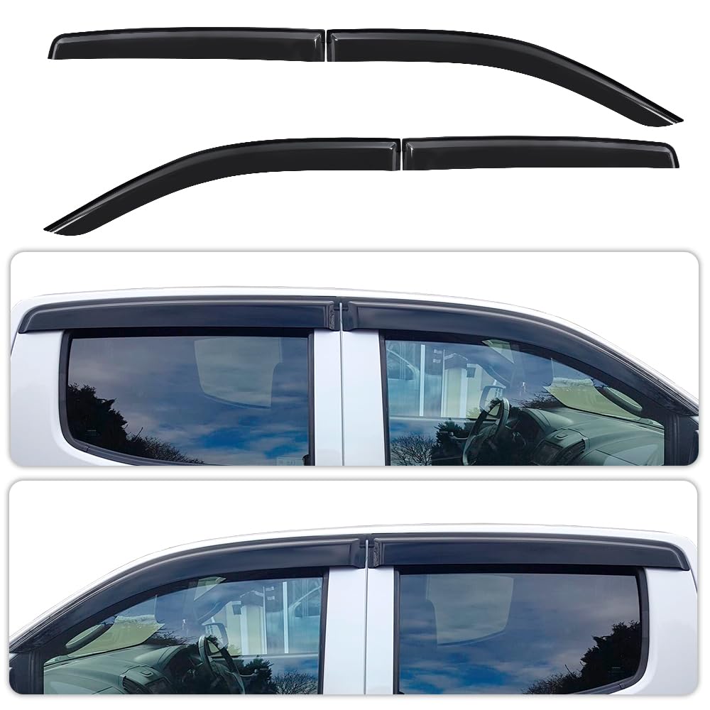 JHCHAN wind deflectors for Isuzu D-Max 2012-2019 V-Cross LSE LS L double cab, smoke grey side window deflectors 4 pieces (D-max 2012-2019)