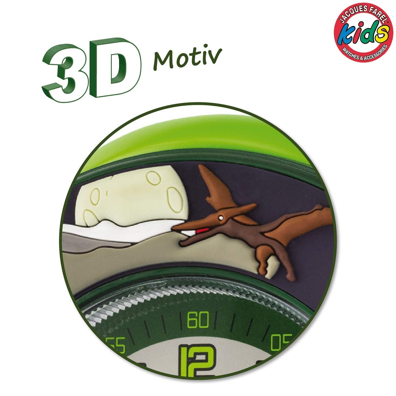 JACQUES FAREL ACW44 Dinosaur T-Rex Watch Boy Alarm Clock Analog Light Alarm