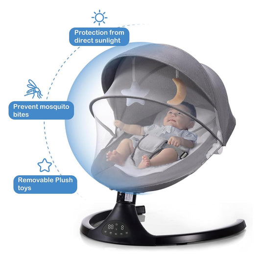 Baby bouncer, swing with tilting function, foldable, rocking baby with Bluetooth function.
