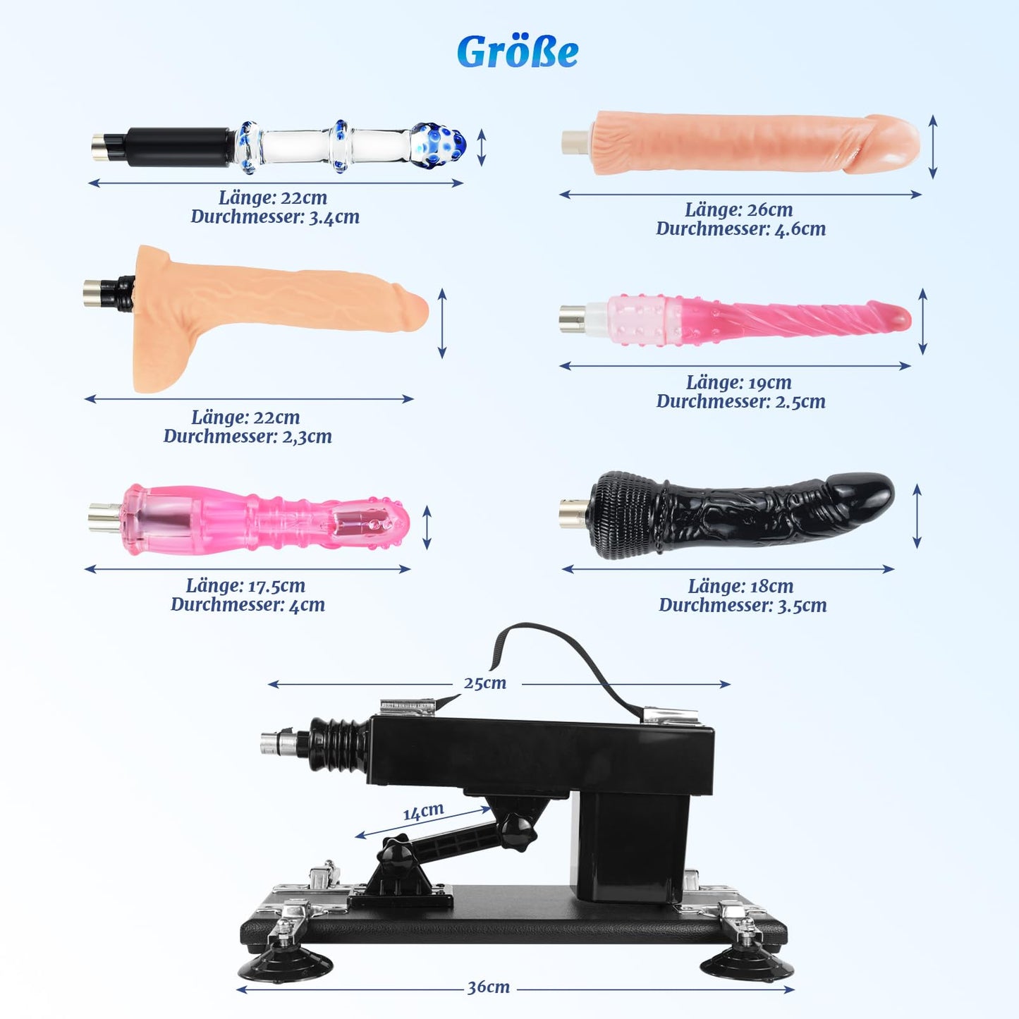 QUIWOO Sex Machine, Automatic Thrusting Love Machine for Women and Men, Sex Toy with Multi-Angle Adjustable Fucking Machine with 6 3xlr Interface Attachments, Glass Dildo.