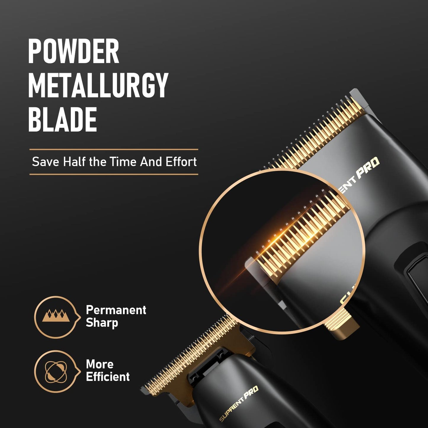 SUPRENT Professional Hair Clipper Men Rechargeable USB-C Hair Trimmer & T-Blade Hair Clipper Set with 5V Boost Technology, cordless hair and beard trimmer, LED display Gift