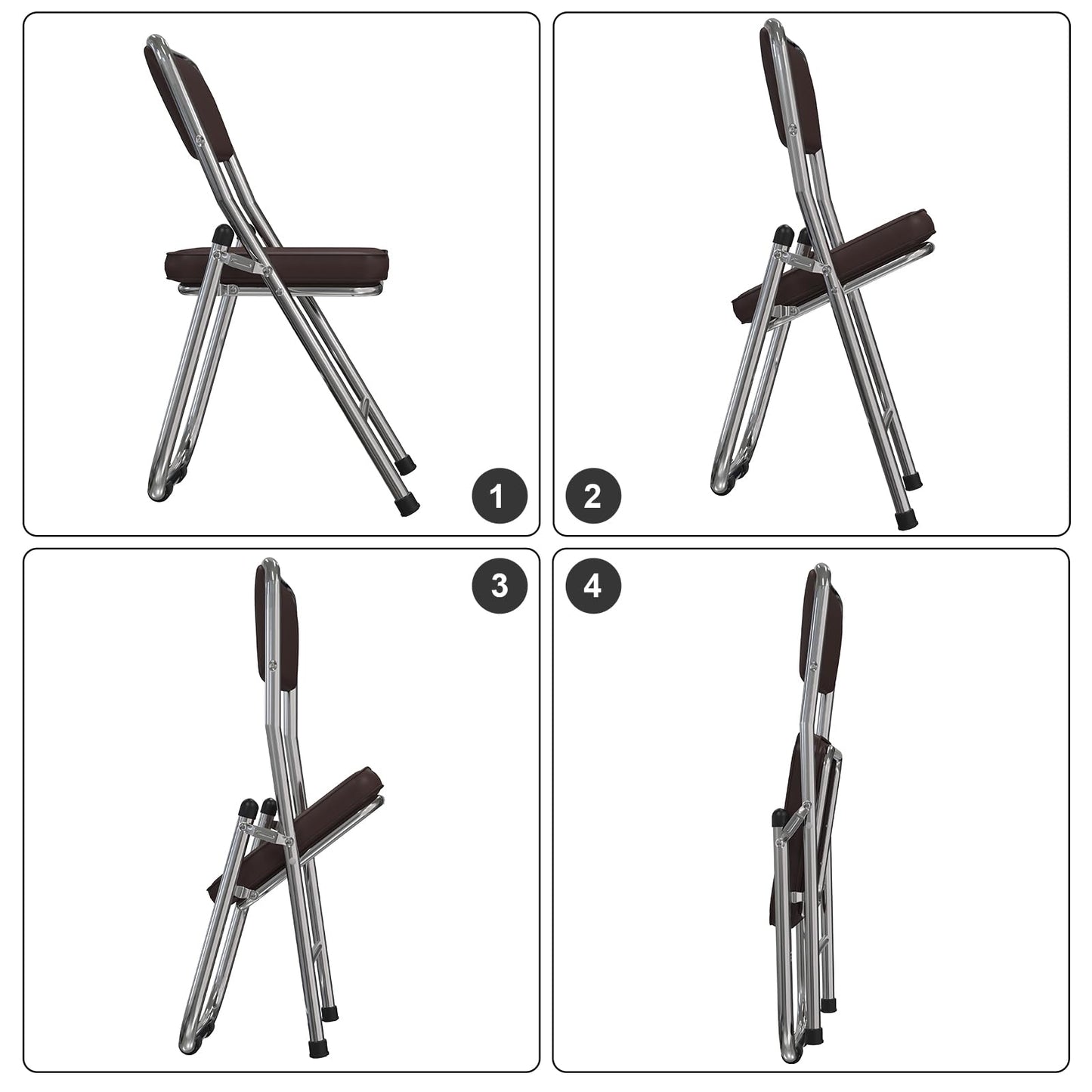 Lvhecforhm 1er Set Folding Chair with Backrest, Dining Chairs, Kitchen Chair with Steel Frame, Dining Chair Folding Conference Chair, Folding Chairs Brown Leather, Lounge Chair, Modern Outdoor Folding Chairs