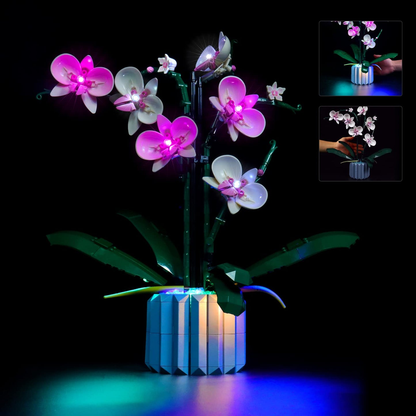 BrickBling light set compatible with Lego Orchid decoration LED light set, compatible with Lego 10311 Orchid Botanical Collection set (lights only, bricks not included) - light control version.